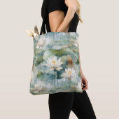 Groene Lotusbloemen Sereniteit Tote Bag (Dichtbij)