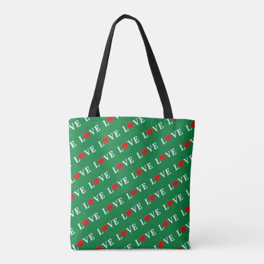 Groene LOVE en Hart Retro Classic Tote Bag (Achterkant)