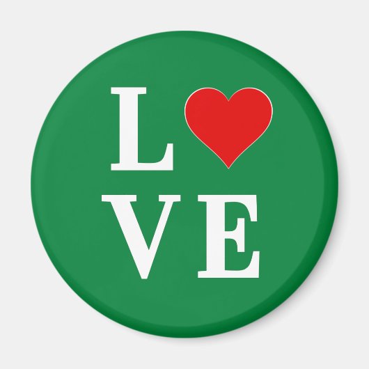 Groene LOVE Klassieke Retro Magneet (Voorkant)