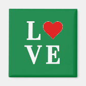 Groene LOVE Klassieke Retro Magneet (Voorkant)