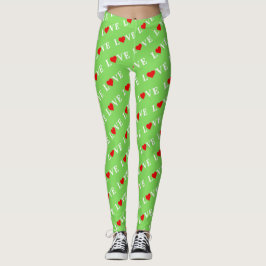 Groene LOVE Motif Stylish Lime Green Leggings