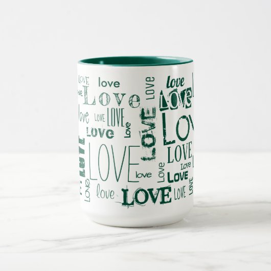 Groene LOVE! Typografie Mok (Midden)