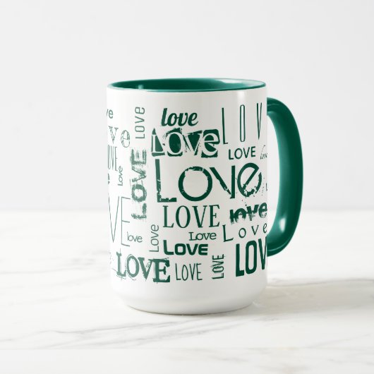 Groene LOVE! Typografie Mok (Voorkant rechts)