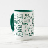 Groene LOVE! Typografie Mok (Voorkant links)