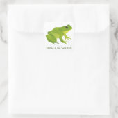 Groene Low Poly Life Frog Vierkante Sticker (Tas)