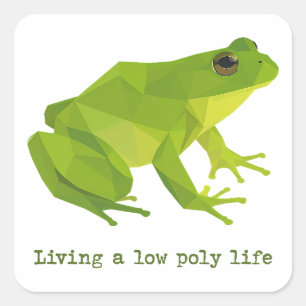 Groene Low Poly Life Frog Vierkante Sticker