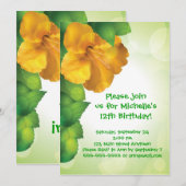 Groene Luau Hibiscus Hawaii Uitnodigingen (Voorkant / Achterkant)