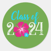 Groene Luau Tropische Afstudeerronde Stickers (Voorkant)