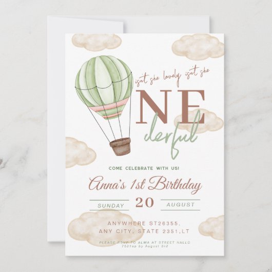 Groene luchtballon is niet haar prachtige verjaard kaart (Voorkant)