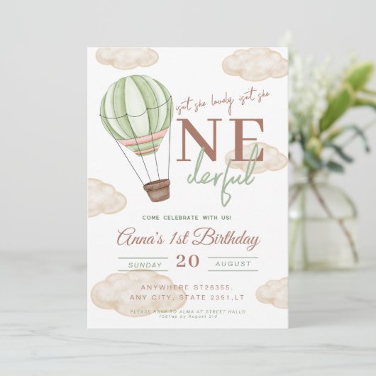 Groene luchtballon is niet haar prachtige verjaard kaart (Staand voorkant)