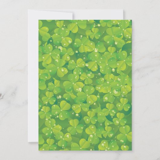Groene Lucky Charm klaver shamrock uitnodiging (Achterkant)