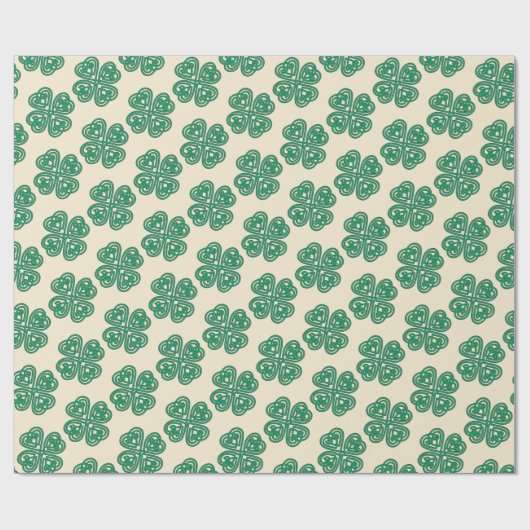 Groene Lucky Clover Keltische Knoop Inpakpapier (Vlak)