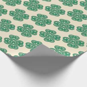Groene Lucky Clover Keltische Knoop Inpakpapier