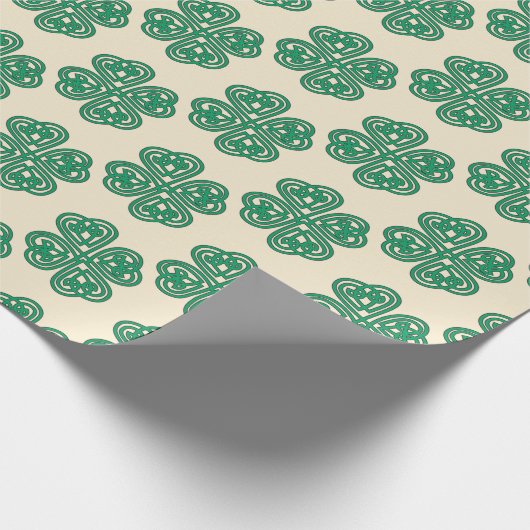 Groene Lucky Clover Keltische Knoop Inpakpapier (Hoek)