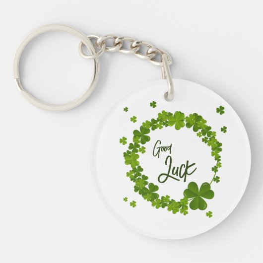 Groene Lucky Clover Krans Sleutelhanger (Voorkant)