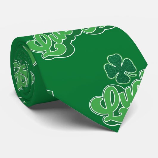 Groene Lucky Clover Leaf St. Patrick's Day Stropdas (Opgerold)