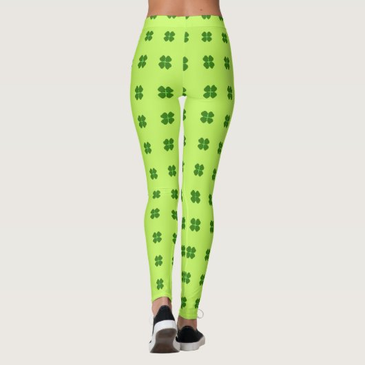 Groene Lucky Clover Patroon St Patrick's Day Leggings (Achterkant)