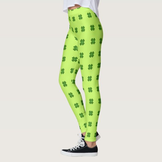 Groene Lucky Clover Patroon St Patrick's Day Leggings (Links)