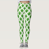 Groene Lucky Clover Patroon St Patrick's Day Leggings (Voorkant)