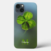 Groene Lucky Clover Shamrock Naam en Monogram Case-Mate iPhone Case (Achterkant)