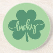 Groene Lucky Clover St. Patrick Dag rond Zandsteen Onderzetter (Voorkant)