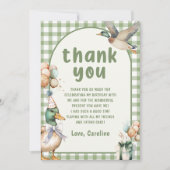 Groene Lucky Duck Ballon Verjaardag Dankjewel Kaar Kaart (Voorkant)