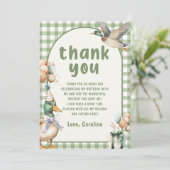 Groene Lucky Duck Ballon Verjaardag Dankjewel Kaar Kaart (Staand voorkant)