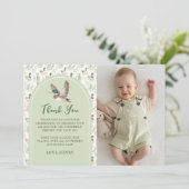 Groene Lucky Duck Boy Verjaardagsfoto Dank u kaart (Staand voorkant)