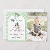Groene Lucky Duck Boy Verjaardagsfoto Dank u kaart (Voorkant)