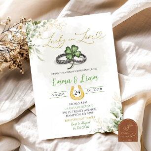 Groene Lucky In Love Shamrock Bruiloftsfeest Kaart