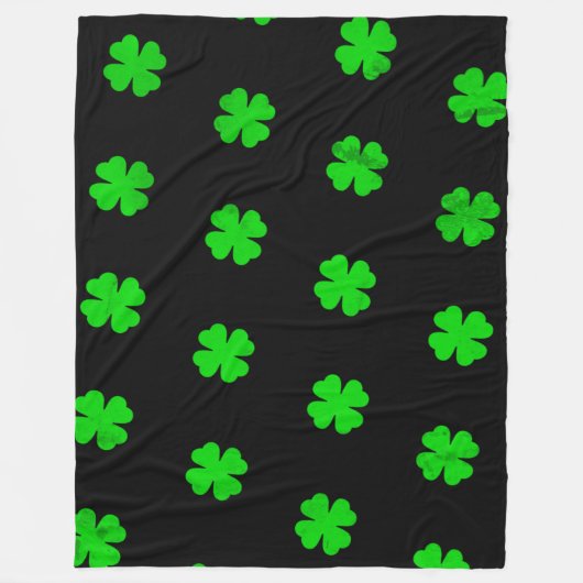 Groene Lucky Klavers Fleece Deken (Voorkant)