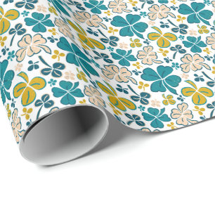 Groene Lucky Shamrocks Clover St. Patrick`s Day Wr Cadeaupapier