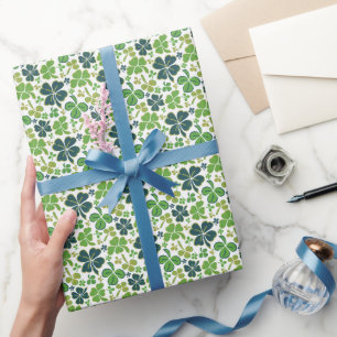 Groene Lucky Shamrocks Klaver St. Patrick`s Dag Cadeaupapier