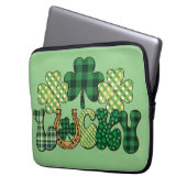 Groene Lucky St Patricks Dag Laptop Sleeve (Voorkant Links)