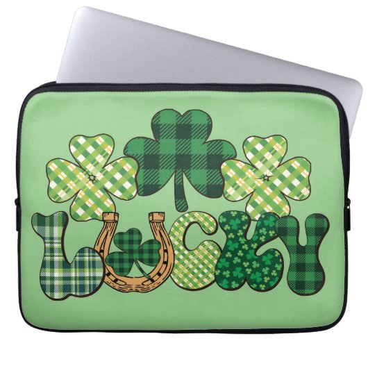 Groene Lucky St Patricks Dag Laptop Sleeve (Voorkant)