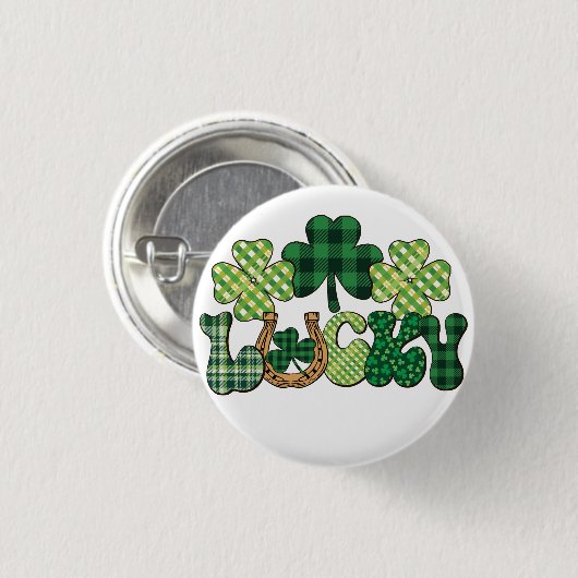 Groene Lucky St Patricks Dag Ronde Button 3,2 Cm (Voorkant /achterkant)