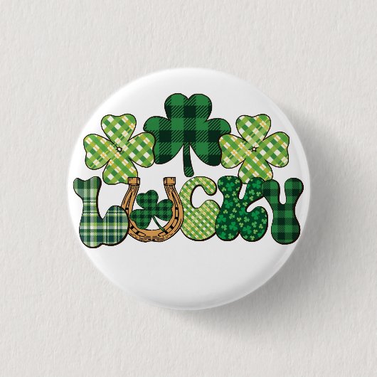 Groene Lucky St Patricks Dag Ronde Button 3,2 Cm (Voorkant)