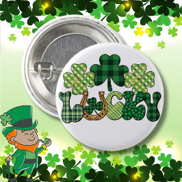 Groene Lucky St Patricks Dag Ronde Button 3,2 Cm