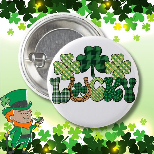 Groene Lucky St Patricks Dag Ronde Button 3,2 Cm