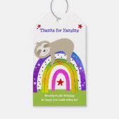 Groene Luiaard Boho Regenboog Moderne Verjaardag B Cadeaulabel (Voorkant)
