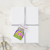 Groene Luiaard Boho Regenboog Moderne Verjaardag B Cadeaulabel (Met Touw)