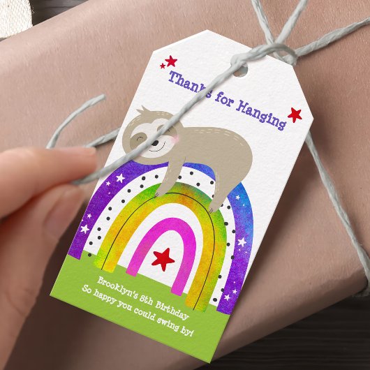 Groene Luiaard Boho Regenboog Moderne Verjaardag B Cadeaulabel