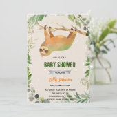 Groene luiaard verjaardagsuitnodiging kaart (Staand voorkant)