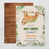 Groene luiaard verjaardagsuitnodiging kaart (Voorkant / Achterkant)