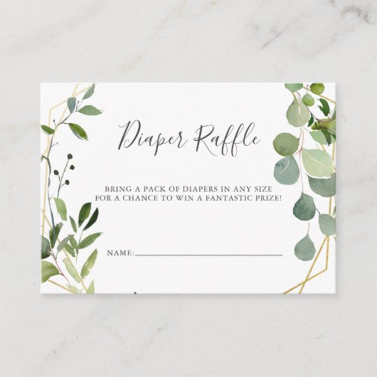 Groene Luiers Raffle Baby Shower Bijlagekaart Informatiekaartje (Voorkant)