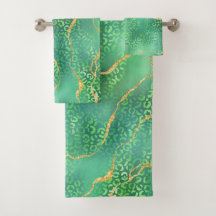 Groene Luipaard Agat Goud Glitter Ontwerp
