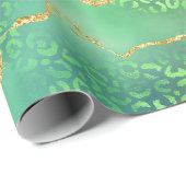 Groene Luipaard Agate | Glam Abstract Jungle Cadeaupapier (Rol Hoek)