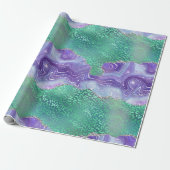 Groene Luipaard Agate | Glam Abstract Steenpatroon Cadeaupapier (Uitgerold)