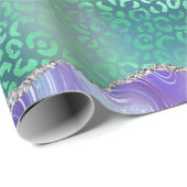 Groene Luipaard Agate | Glam Abstract Steenpatroon Cadeaupapier (Rol Hoek)