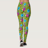 Groene luipaard met bloemen Print Leggings (Achterkant)